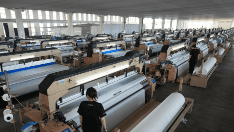 Textile substrates being woven at a UFabrik facility
